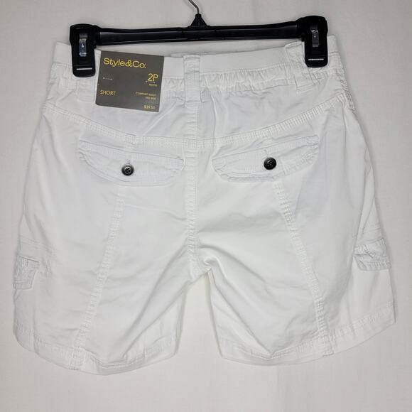 Style & Co Mid-Rise Comfort-Waist Cargo Shorts White NWT Petite Size 2 - Picture 5 of 8